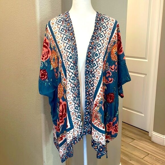 Angie Floral Shawl Boho Chic Style Paisley Kimono Size Médium - Picture 3 of 5